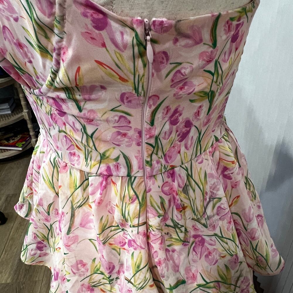 ASTR THE LABEL Women's Midsummer Floral Tiered Maxi Dress Size L In Pink Multi - Picture 8 of 13